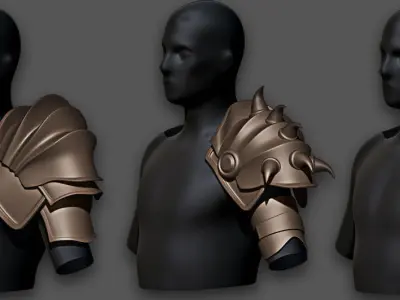 30 Highpoly and Lowpoly Shoulder Armor Low-poly 3D model