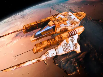 space ship Low-poly 3D model 11