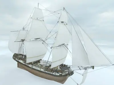 frigate HMS Undaunted Low-poly 3D model