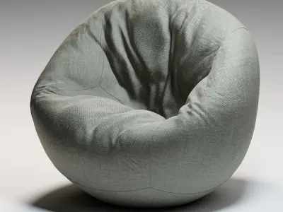 Textured Puffy furniture decoration 3D couch high poly model Free 3D model