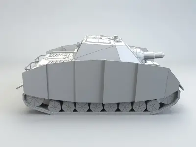 Low poly SdKfz 166 Sturmpanzer Brummbar Early Low-poly 3D model