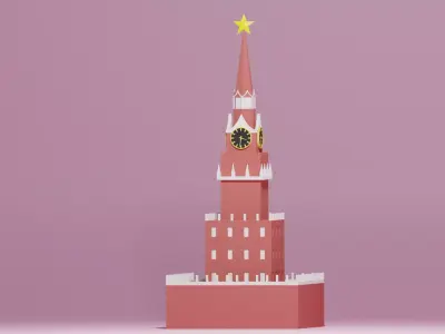 Moscow Kremlin Spasskaya Tower Low-poly 3D model