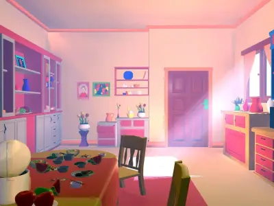 Asset - Cartoons - Kitchen  - 3D model Low-poly 3D model