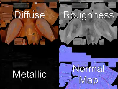 Rustic Metal Bird Sculpture D Model Pack Low-poly 3D model