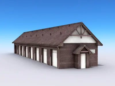 Big Garage Warehouse Low-poly 3D model
