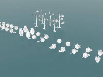 Low poly earthenware vases and pots Low-poly 3D model