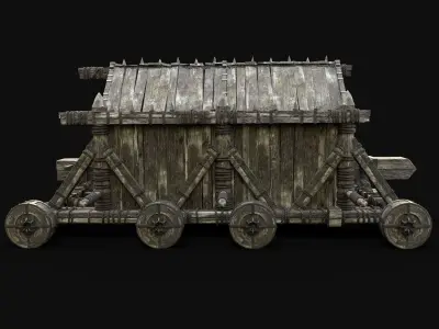  BATTERING RAM MEDIEVAL WAR MACHINE SIEGE ENGINE BATTLE TANK Low-poly 3D model