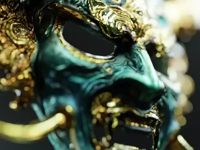 Golden Oni Mask 3D Model 3D model