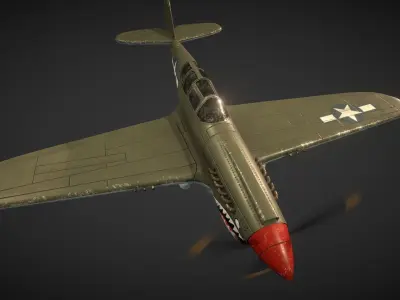 Curtiss P-40 Warhawk Low-poly 3D model