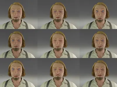 Farmer Peasant Man Low-poly 3D model