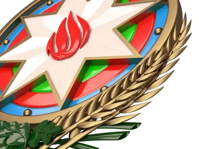 Coat of arms of Azerbaijan Colored Low-poly 3D model