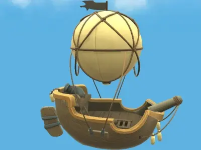 Balloon Boat Dark Low-poly 3D model
