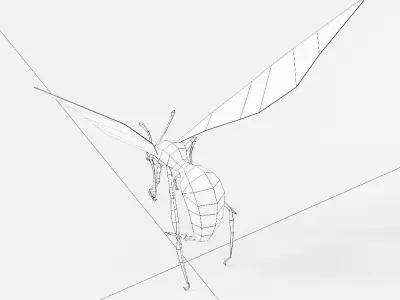 Yellow wasp 3d model  Low-poly 3D model