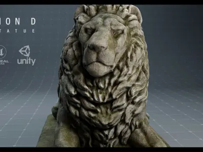 Lion Statue D PBR 4K Low-poly 3D model
