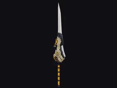 Sword Magical Cutting Fantasy Melee Dagger Iron Blade Saber Gold Low-poly 3D model