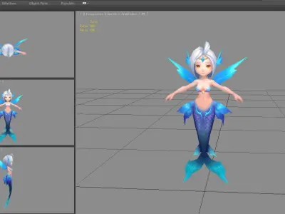 Cartoon mermaid girl Low-poly 3D model