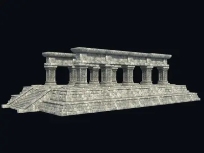 TEMPLE ANCIENT AZTEC MAYAN INCA STONE PLATFORM STAIRS COLLECTION Low-poly 3D model