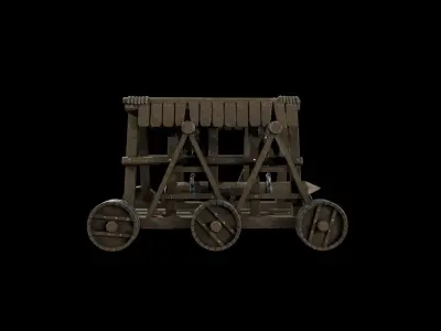 Medieval Siege Weapon - Light Battering ram Low-poly 3D model
