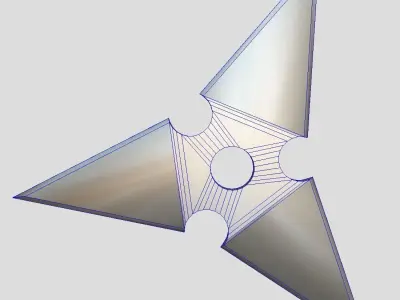 Shuriken 6 metal katana with hole in it Low-poly 3D model