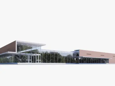 exhibition building Low-poly 3D model