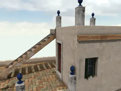 Old High-Quality 3D Colonial House Low-poly 3D model