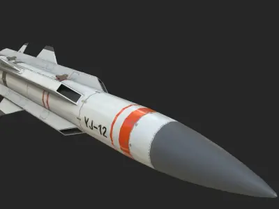 YJ-12 Anti-ship missile YJ12 Yingji12 Low-poly 3D model