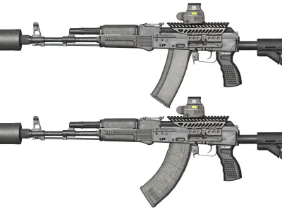 MILITARY Game Ready AK74M and AK103 Low-poly 3D model