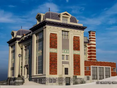 Emile Jacqmain High School Bruxelles building Low-poly 3D model