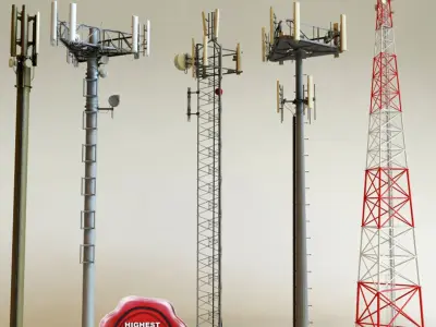 Telecommunication Towers collection 3D model