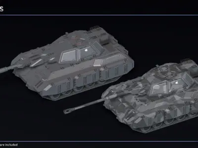 Scifi Tiger 3 Super Heavy Tank Low-poly 3D model