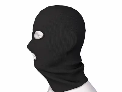Balaclava mask black game ready Low-poly 3D model