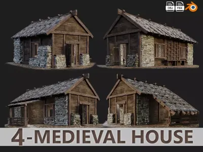 Medieval Old House PBR 4K GameReady Pack 09 to 12 Low-poly 3D model