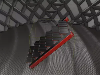 Sci-Fi Stairs - 15 - Red Version Low-poly 3D model