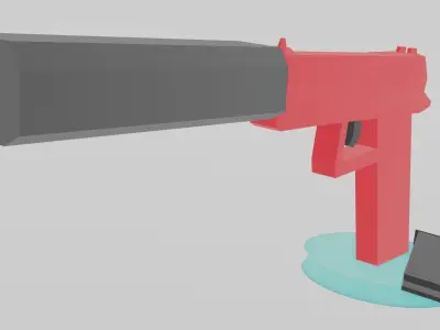 Pistol low poly gun Free low-poly 3D model