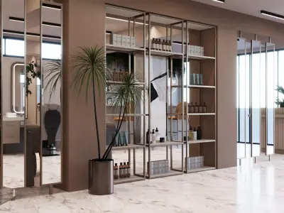 Beauty and Barber Salon Interior Scene 3d Model 3D model