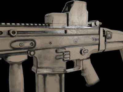 fn scar rifle Low-poly 3D model