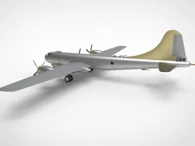 B-29 Superfortress  Silver 3D model