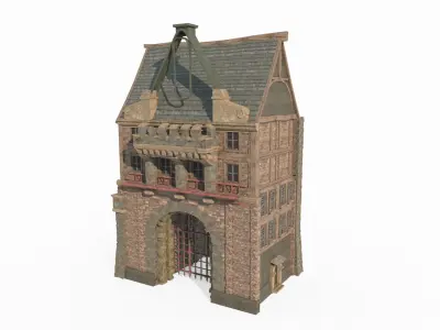Medieval architectural gatehouse gate 3D model