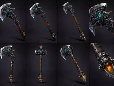 Shadow Ember Battle Axe Low-poly 3D model