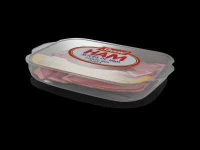Deli sausages Cooked Ham Low-poly 3D model