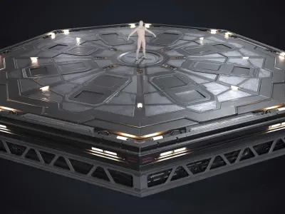 Sci-fi Helipad Landing Platform Stand PBR 3D model