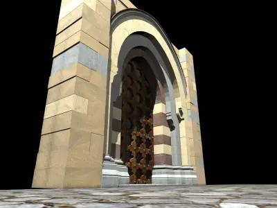 Medieval Lombard Style Portal no 1 Low-poly 3D model