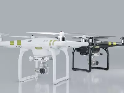 Low poly DJI Phantom 3 Pro black and white edition Low-poly 3D model