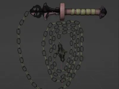 Morningstar whip - Ancient medieval weapon 3D model