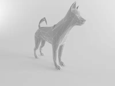 Husky Dog Wolf Low Poly with Mapped Game Ready Low-poly 3D model