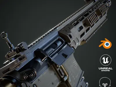 AR-15 SLR Modular Game-Ready Rifle Low-poly 3D model