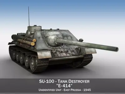 SU-100 - E414 - Soviet Tank Destroyer  3D model