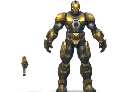 Cartoon Sci-Fi Cyborg Drone Trooper Bandit Low-poly 3D model