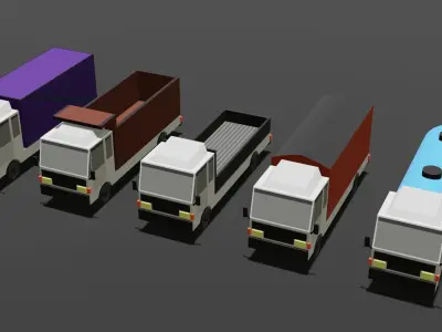 Low-Poly Trucks Pack Low-poly 3D model