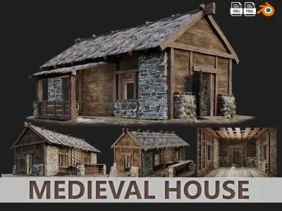 Medieval Old House PBR 4K GameReady Pack 09 to 12 Low-poly 3D model